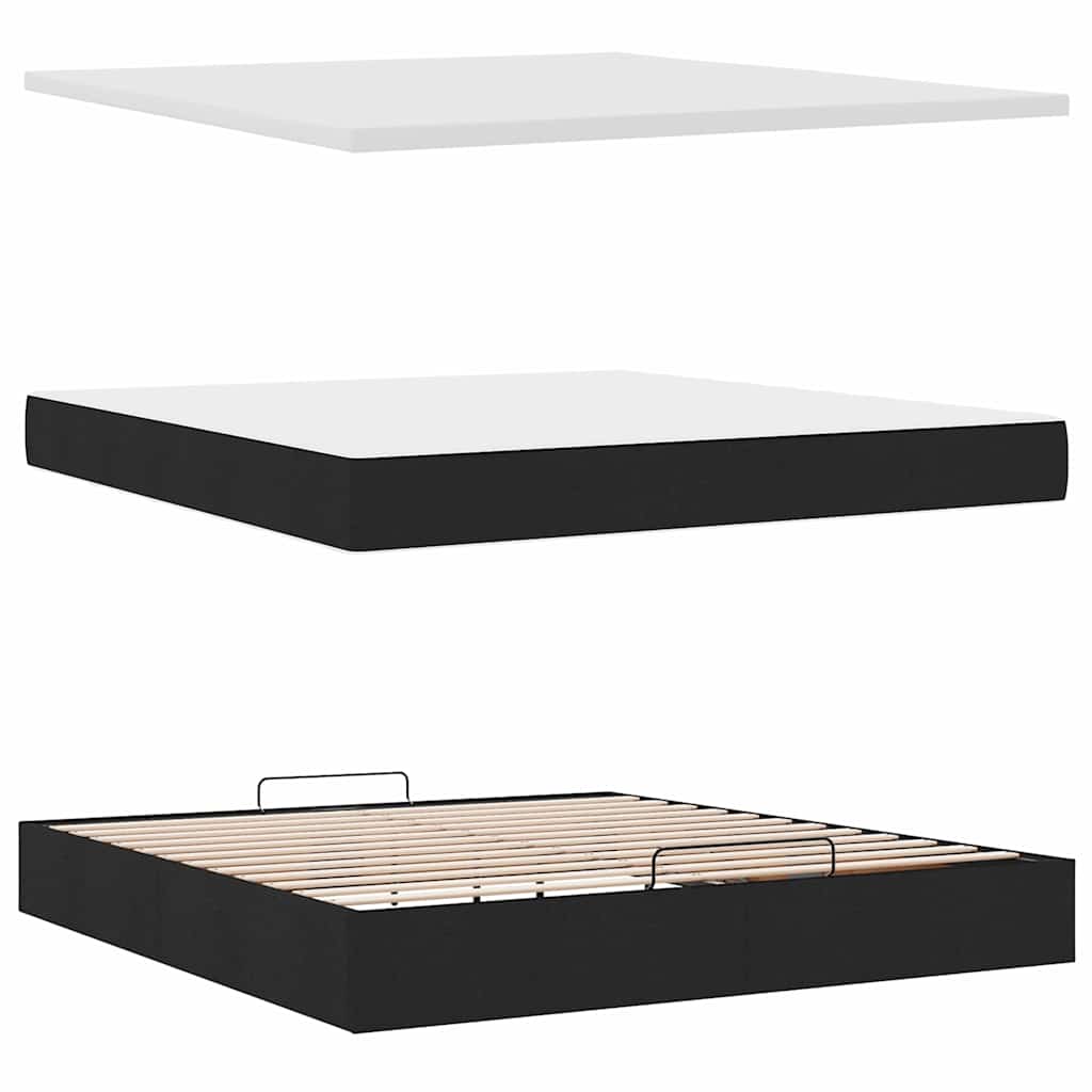 vidaXL Οθωμανικό κρεβάτι με στρώμα Μαύρο 180x200cm Ύφασμα
