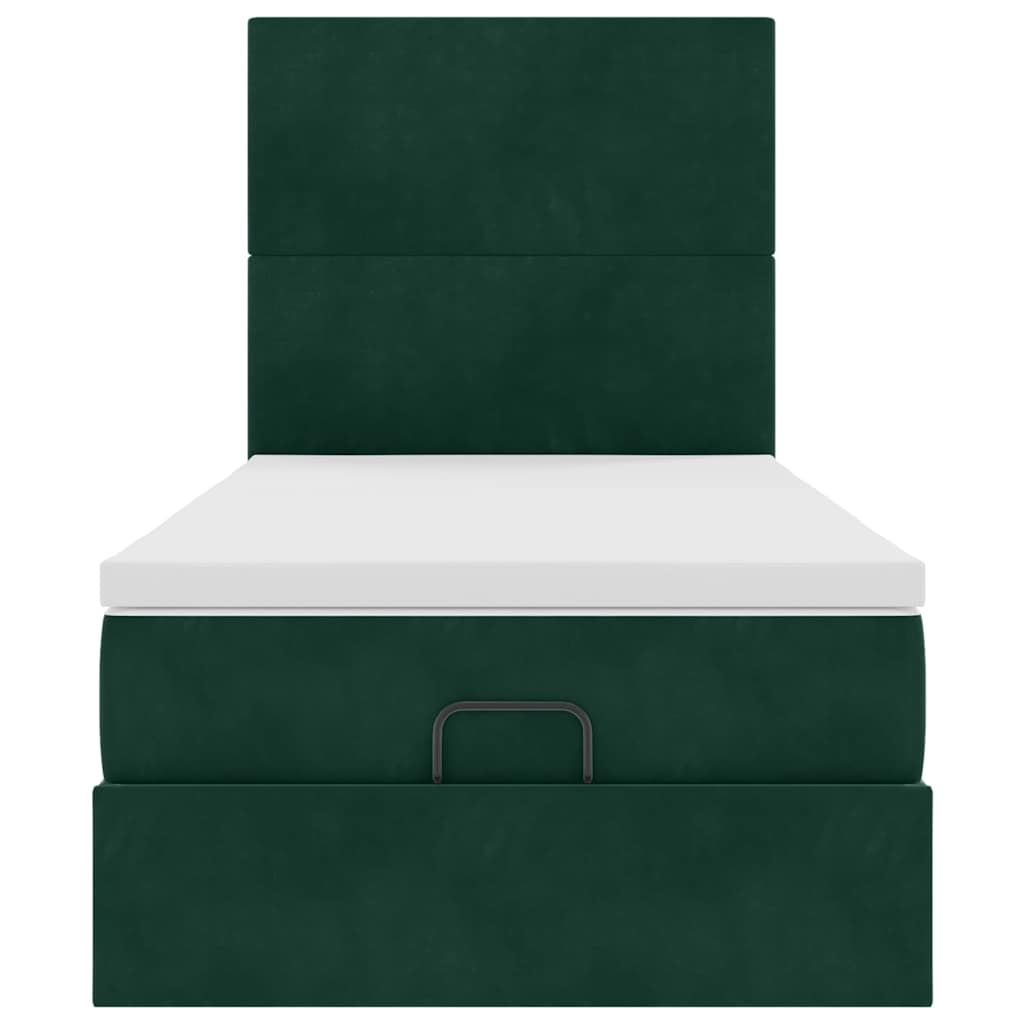 vidaXL Οθωμανικό κρεβάτι με στρώματα σκούρο πράσινο 100x200cm Velvet