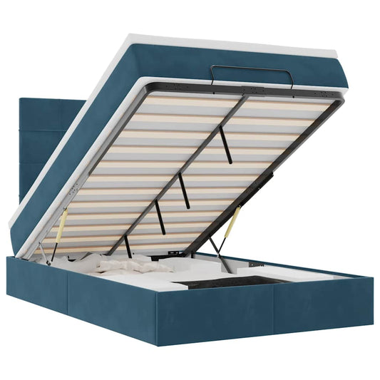 vidaXL Οθωμανικό κρεβάτι με στρώματα Σκούρο μπλε 120x200cm Velvet