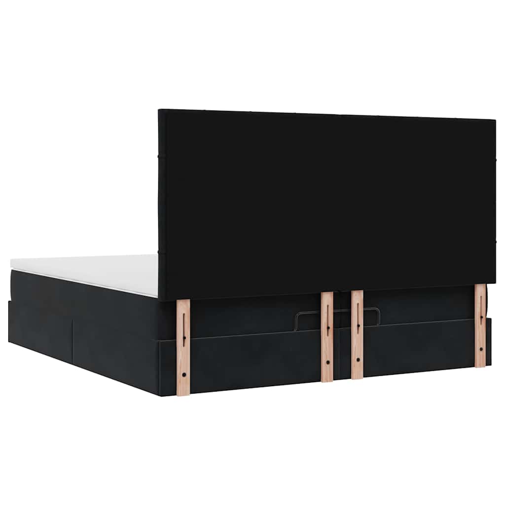 vidaXL Οθωμανικό κρεβάτι με στρώματα Μαύρο 200x200cm Velvet