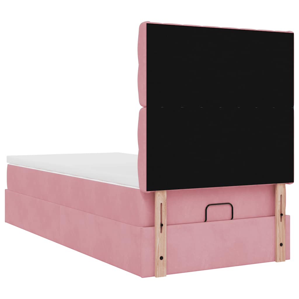 vidaXL Οθωμανικό κρεβάτι με στρώματα ροζ 80x200cm Velvet