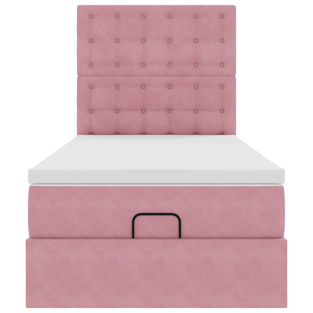 vidaXL Οθωμανικό κρεβάτι με στρώματα Ροζ 100x200cm Velvet