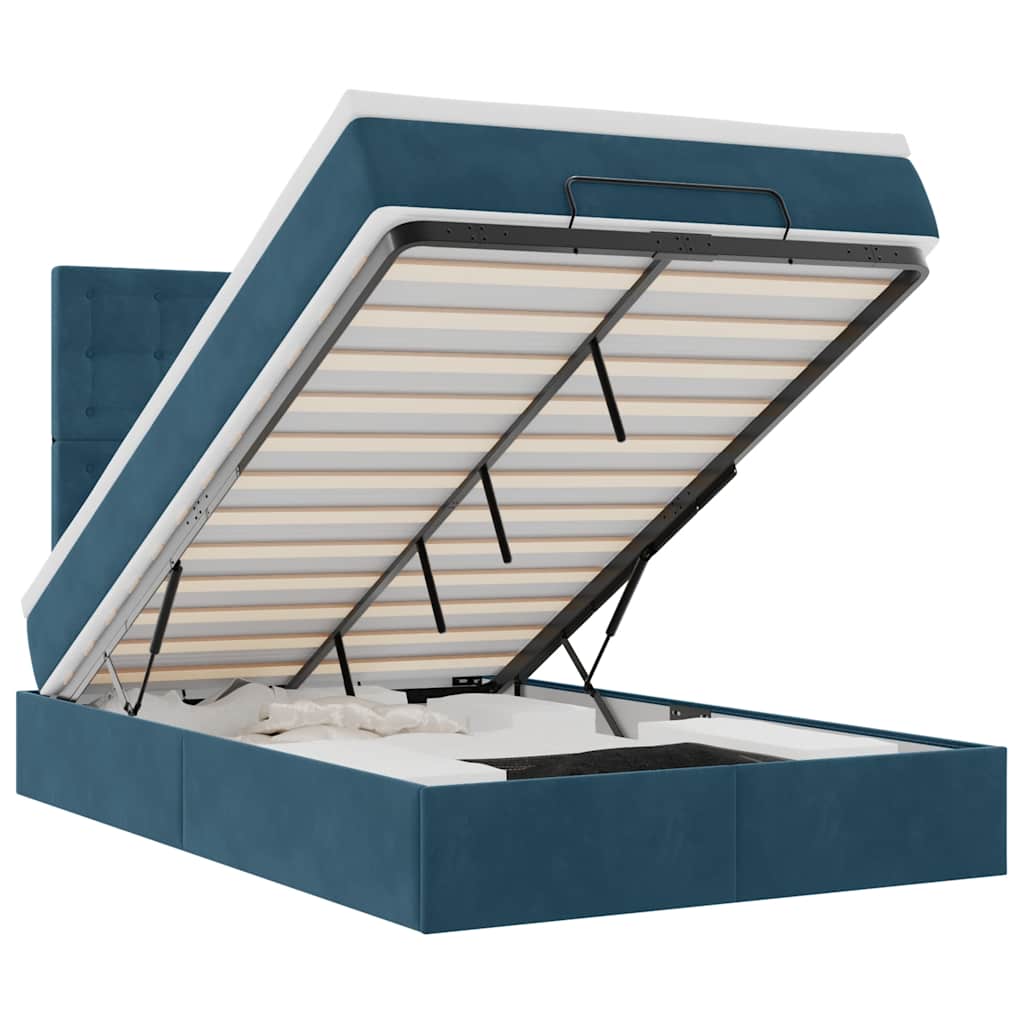 vidaXL Οθωμανικό κρεβάτι με στρώματα Σκούρο μπλε 120x200cm Velvet