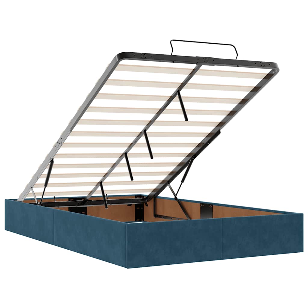 vidaXL Οθωμανικό κρεβάτι με στρώματα Σκούρο μπλε 120x200cm Velvet