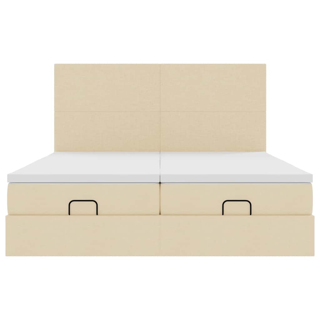 vidaXL Οθωμανικό Κρεβάτι με Στρώματα Κρέμα 160x200cm Ύφασμα