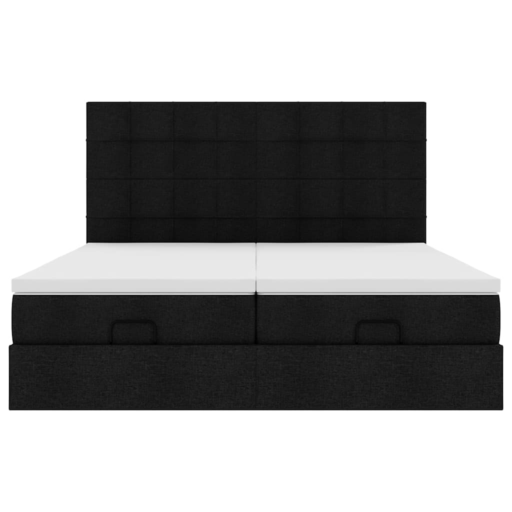 vidaXL Οθωμανικό κρεβάτι με στρώματα Μαύρο 160x200cm Ύφασμα