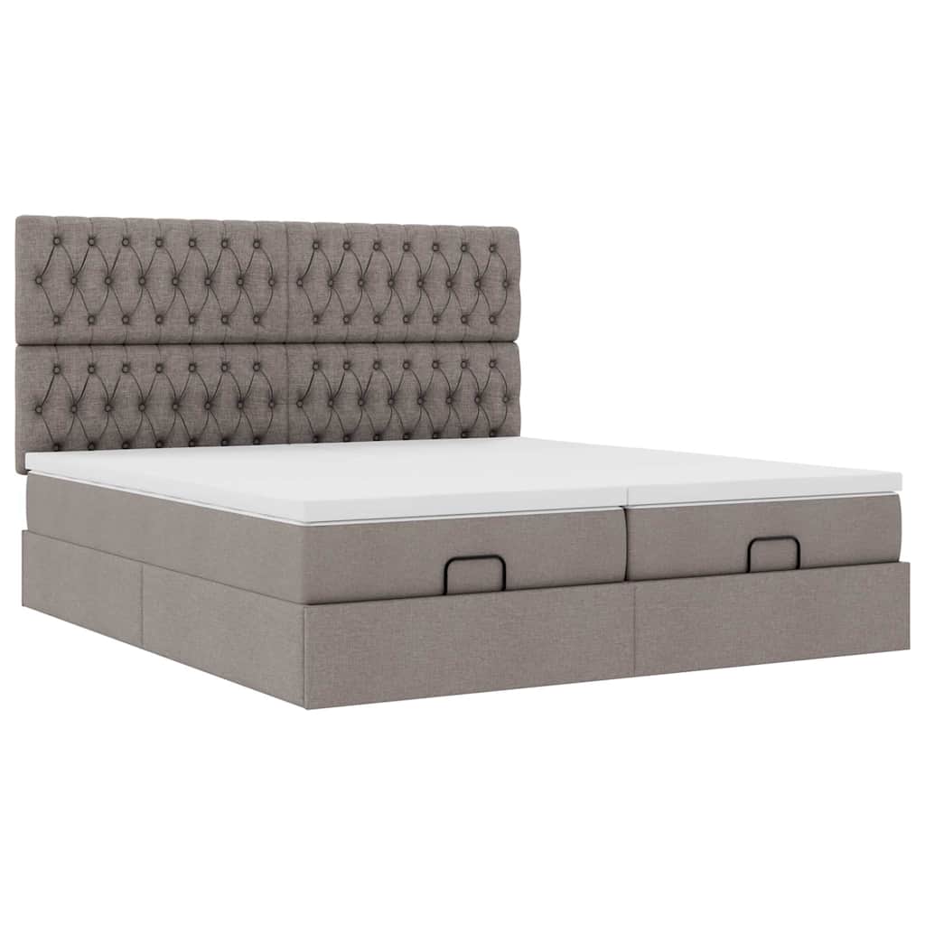 vidaXL Οθωμανικό κρεβάτι με στρώματα Taupe 160x200cm ύφασμα
