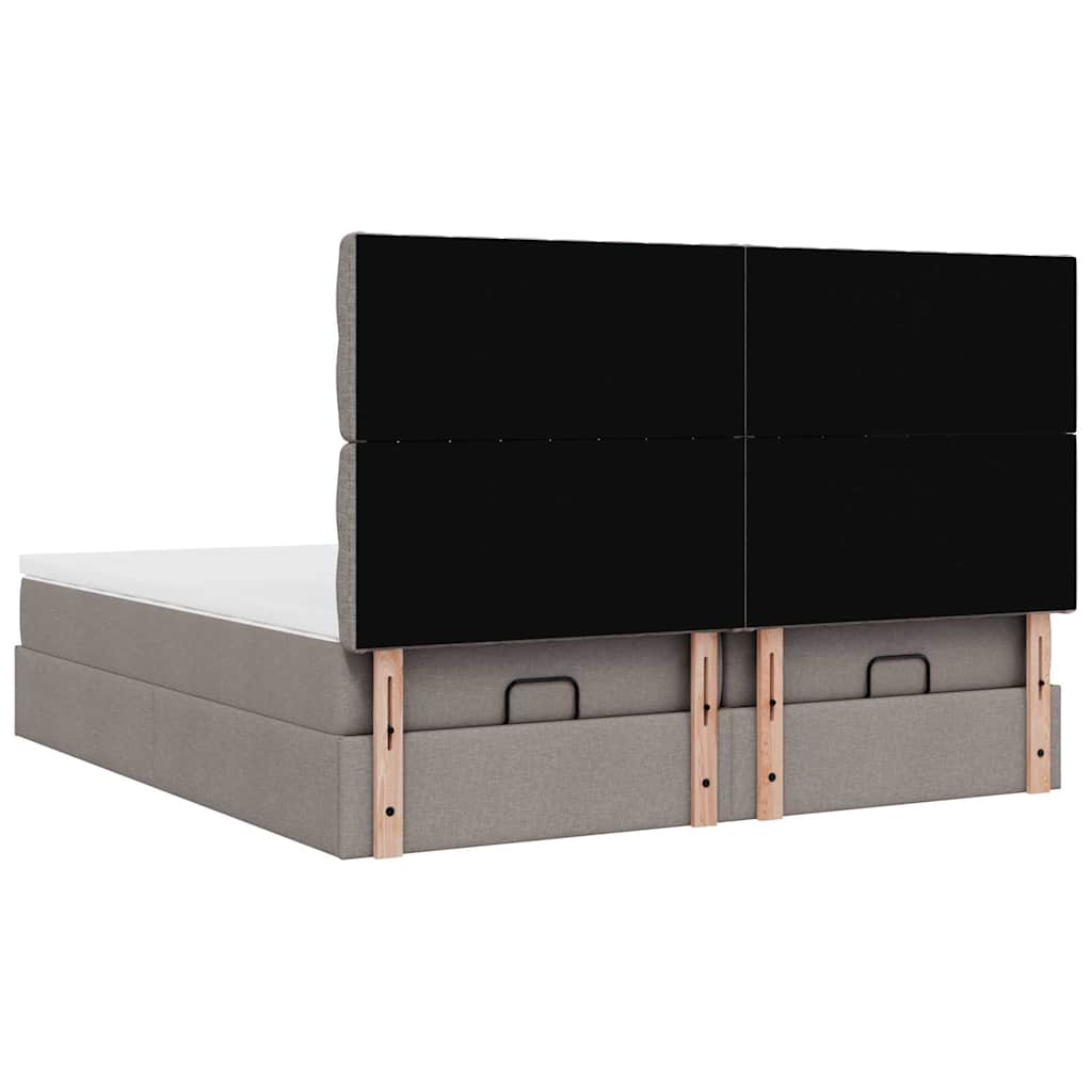 vidaXL Οθωμανικό κρεβάτι με στρώματα Taupe 160x200cm ύφασμα