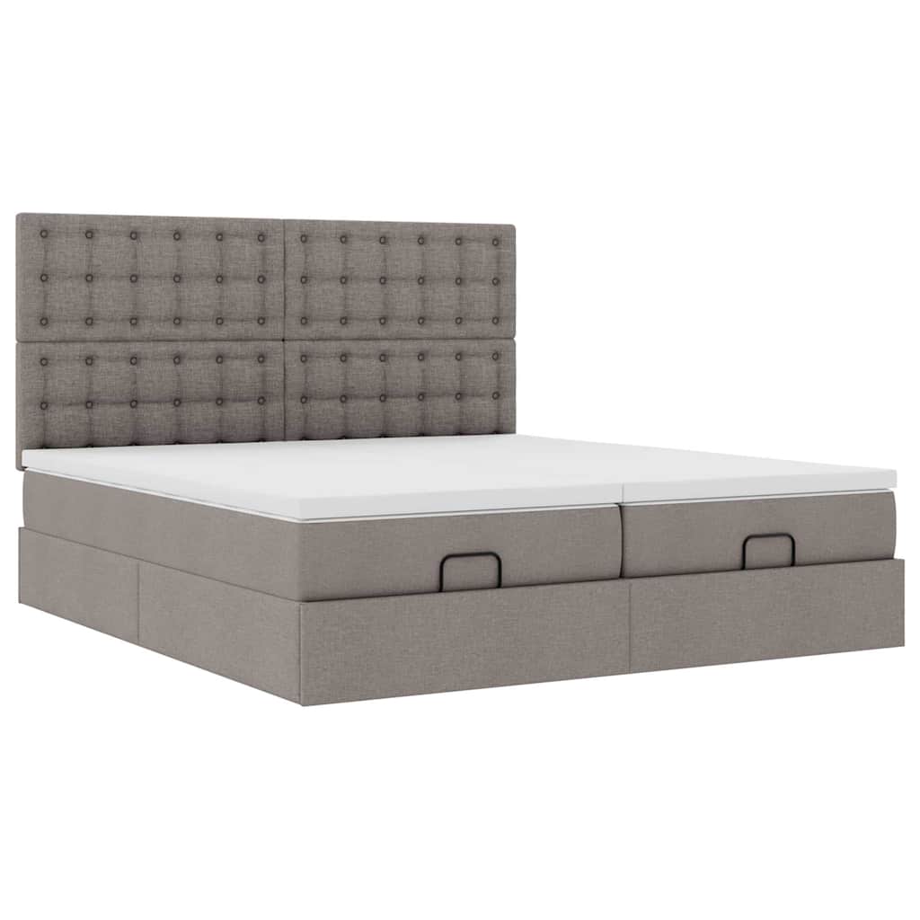 vidaXL Οθωμανικό κρεβάτι με στρώματα Taupe 160x200cm ύφασμα