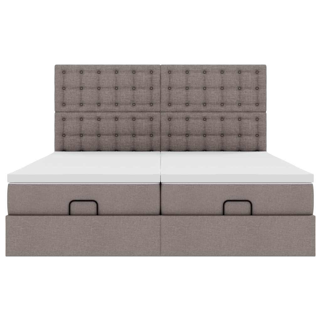 vidaXL Οθωμανικό κρεβάτι με στρώματα Taupe 160x200cm ύφασμα