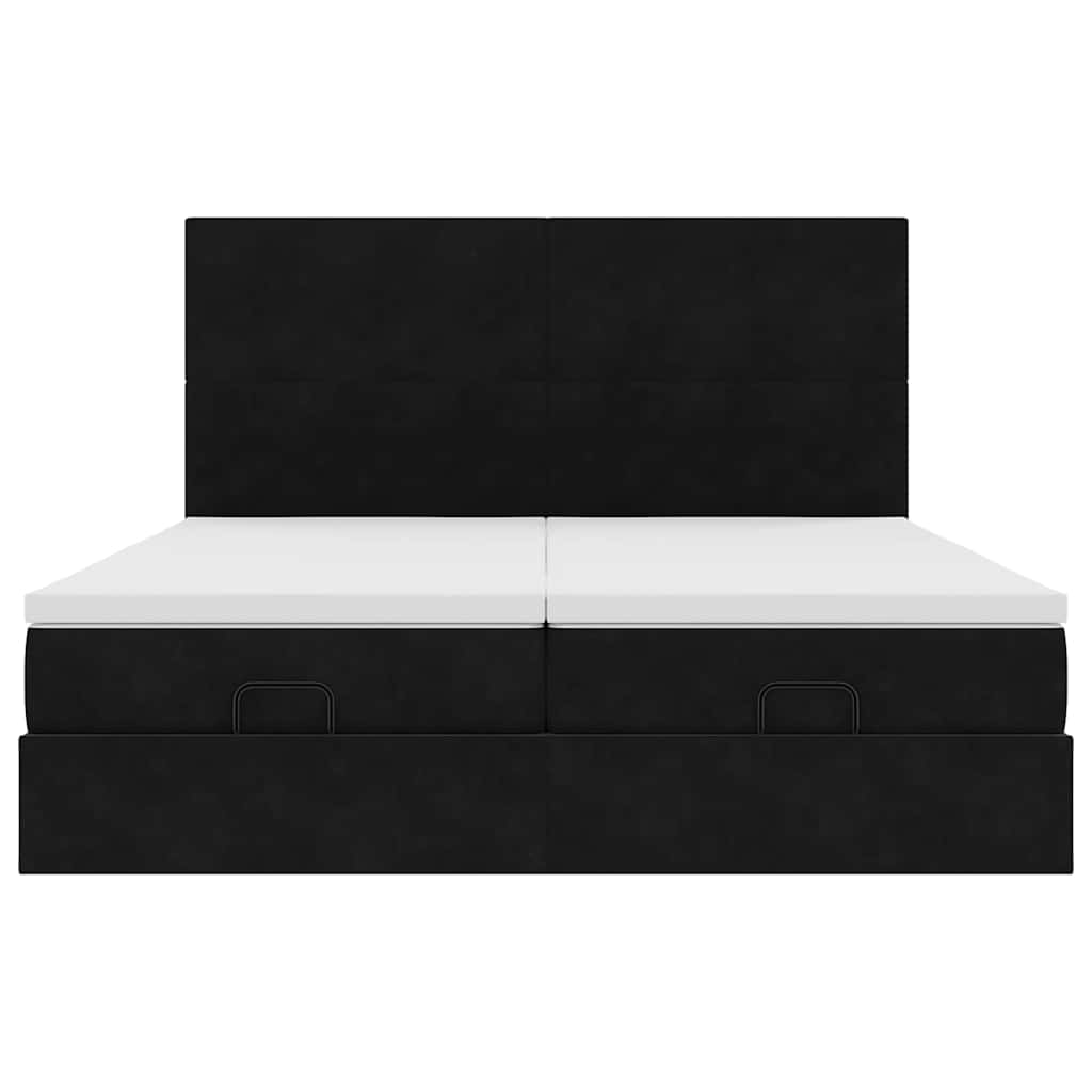 vidaXL Οθωμανικό κρεβάτι με στρώματα Μαύρο 160x200cm Velvet