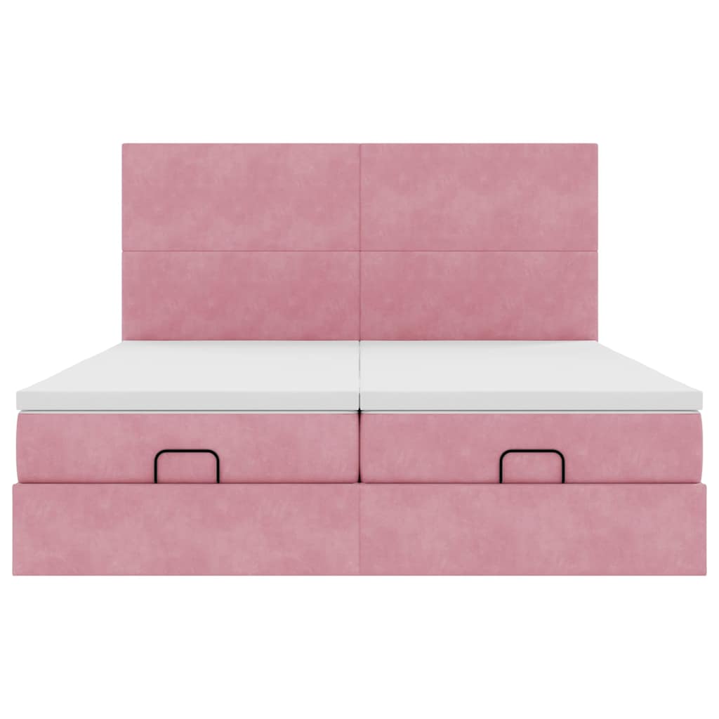 vidaXL Οθωμανικό κρεβάτι με στρώματα ροζ 160x200cm Velvet