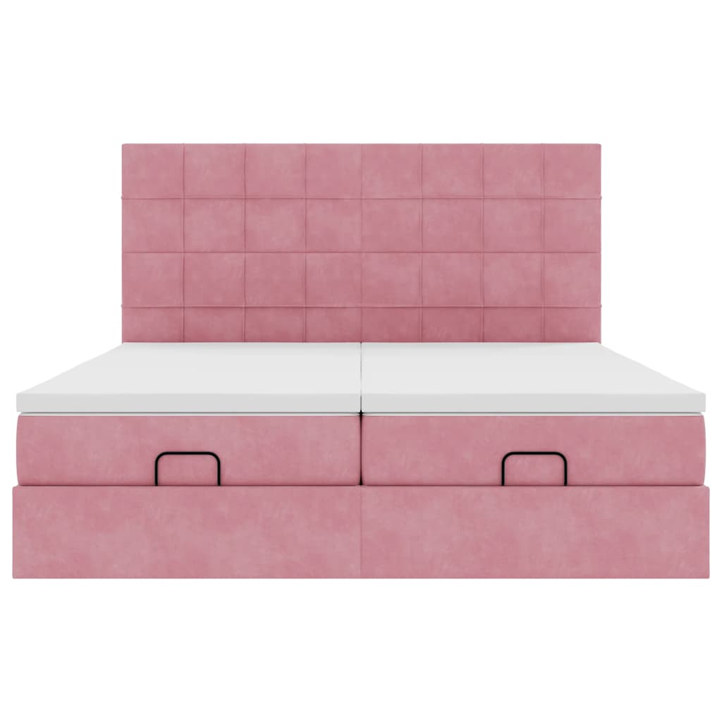 vidaXL Οθωμανικό κρεβάτι με στρώματα ροζ 160x200cm Velvet