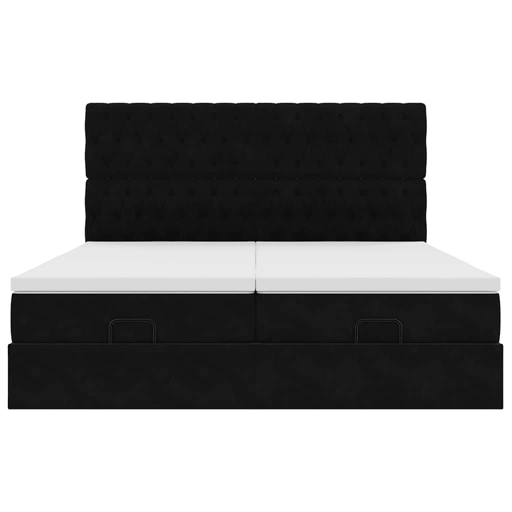 vidaXL Οθωμανικό κρεβάτι με στρώματα Μαύρο 160x200cm Velvet
