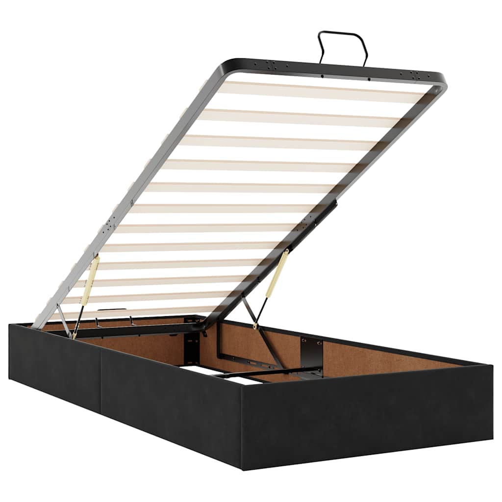 vidaXL Οθωμανικό κρεβάτι με στρώματα Μαύρο 160x200cm Velvet