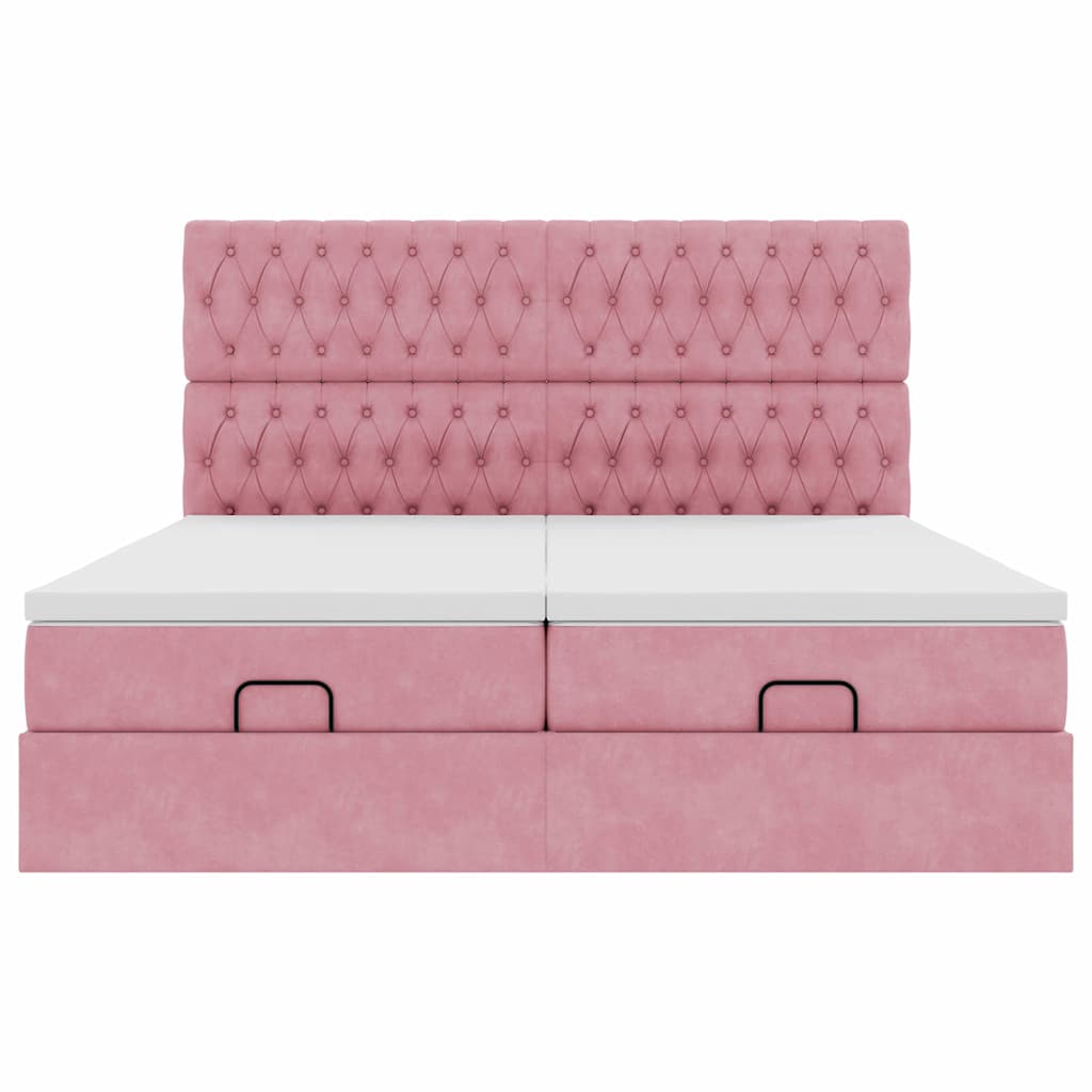 vidaXL Οθωμανικό κρεβάτι με στρώματα ροζ 160x200cm Velvet