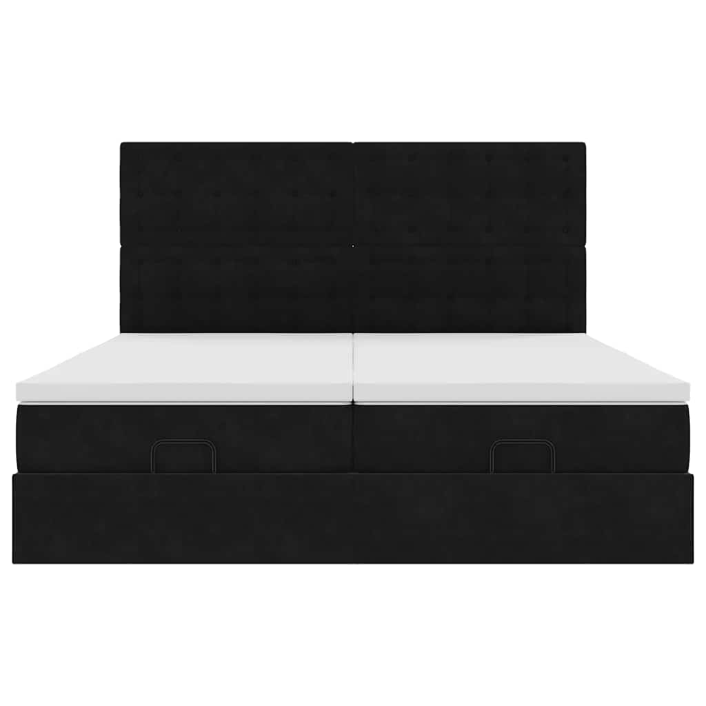 vidaXL Οθωμανικό κρεβάτι με στρώματα Μαύρο 160x200cm Velvet