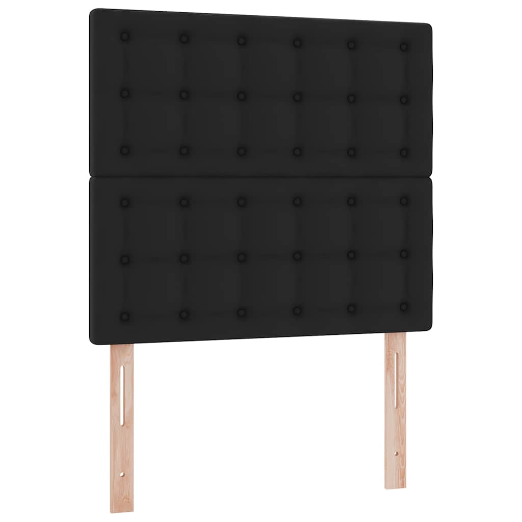 vidaXL Οθωμανικό κρεβάτι με στρώμα & LEDs Μαύρο 90x200cm Faux Leather