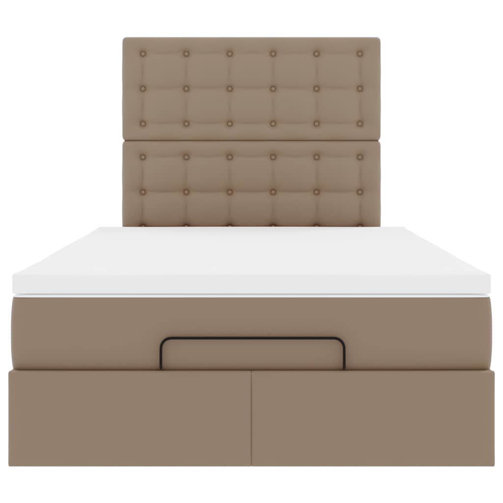 vidaXL Οθωμανικό κρεβάτι με στρώμα & LEDs Cappucino Faux Leather