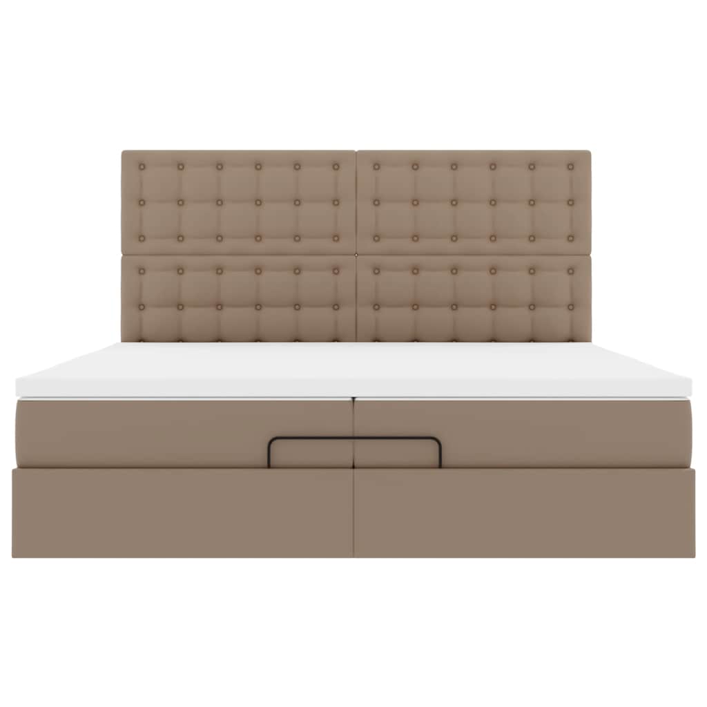 vidaXL Οθωμανικό κρεβάτι με στρώματα & LEDs Cappucino Faux Leather