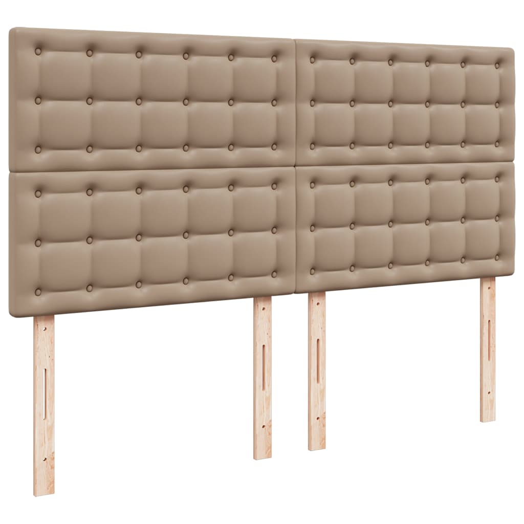 vidaXL Οθωμανικό κρεβάτι με στρώματα & LEDs Cappucino Faux Leather