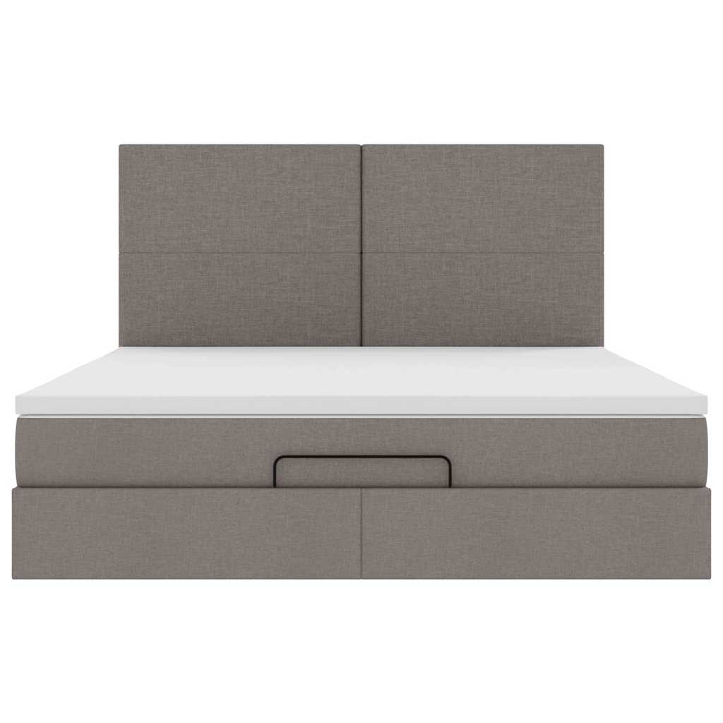 vidaXL Οθωμανικό κρεβάτι με στρώμα & LEDs Taupe 160x200cm ύφασμα