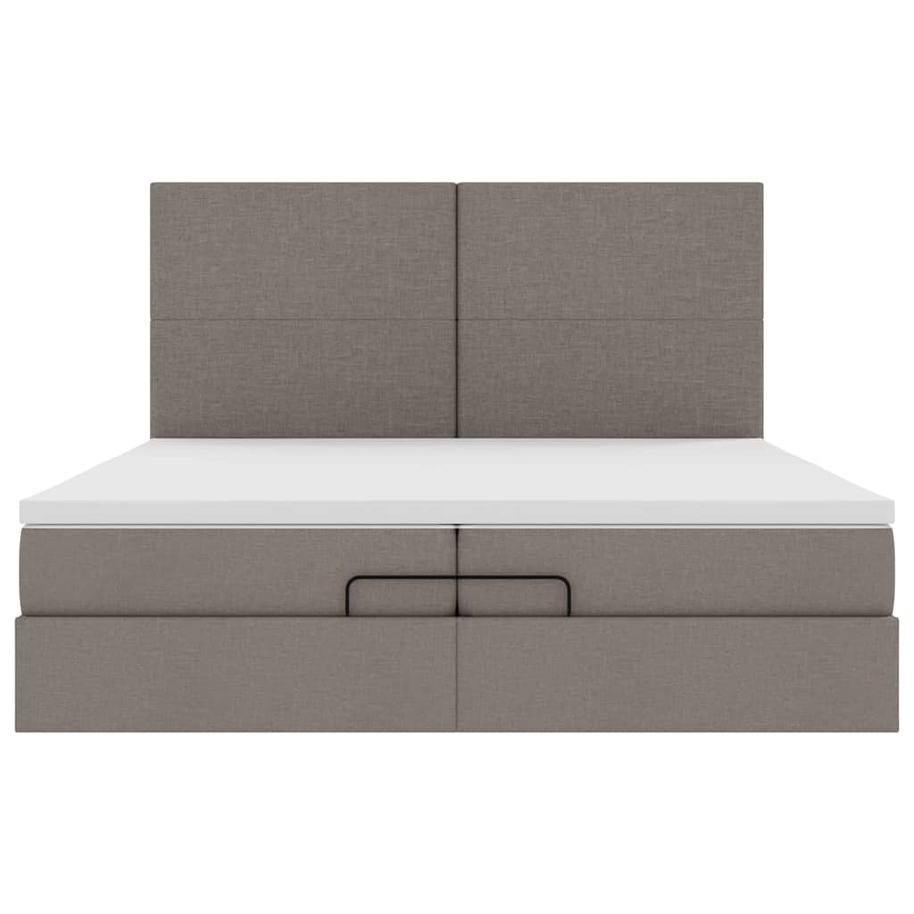 vidaXL Οθωμανικό κρεβάτι με στρώματα & LEDs Taupe 200x200cm ύφασμα