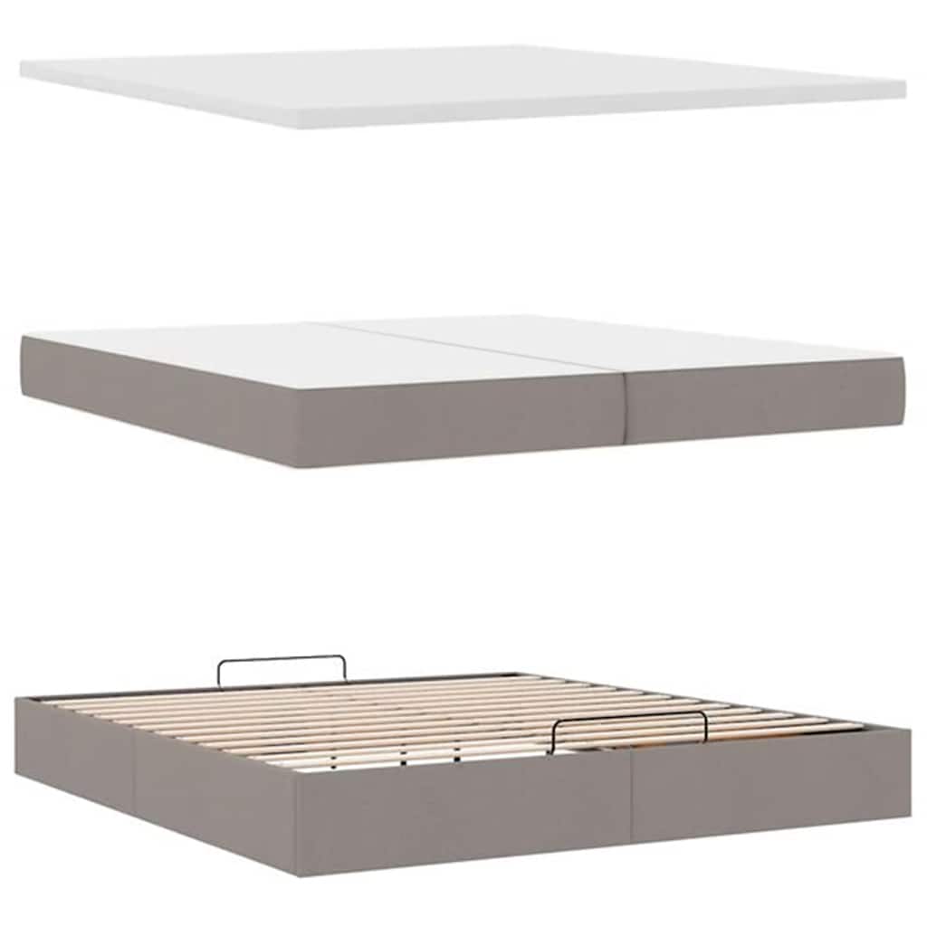 vidaXL Οθωμανικό κρεβάτι με στρώματα & LEDs Taupe 200x200cm ύφασμα