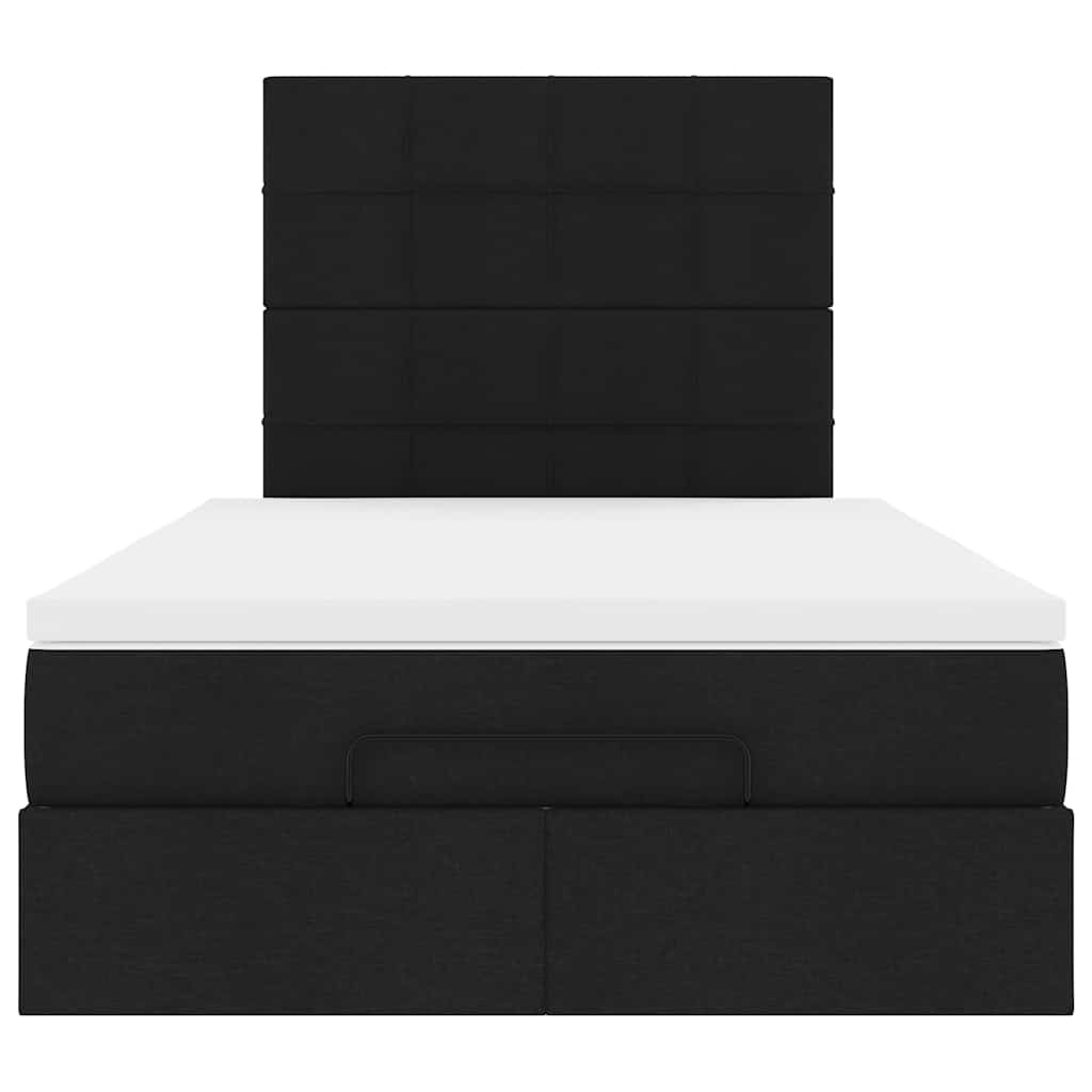 vidaXL Οθωμανικό κρεβάτι με στρώμα & LEDs Μαύρο 120x200 cm Ύφασμα