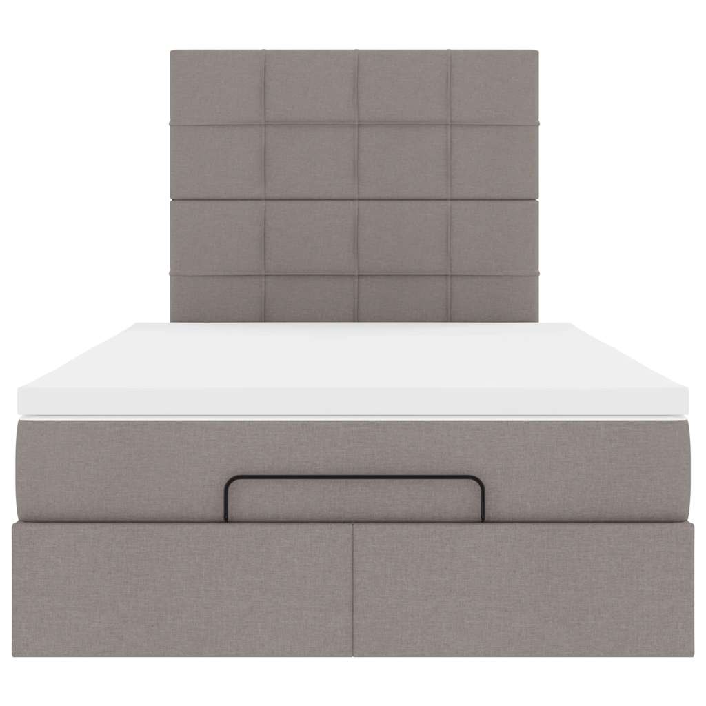 vidaXL Οθωμανικό κρεβάτι με στρώμα & LEDs Taupe 120x200cm ύφασμα