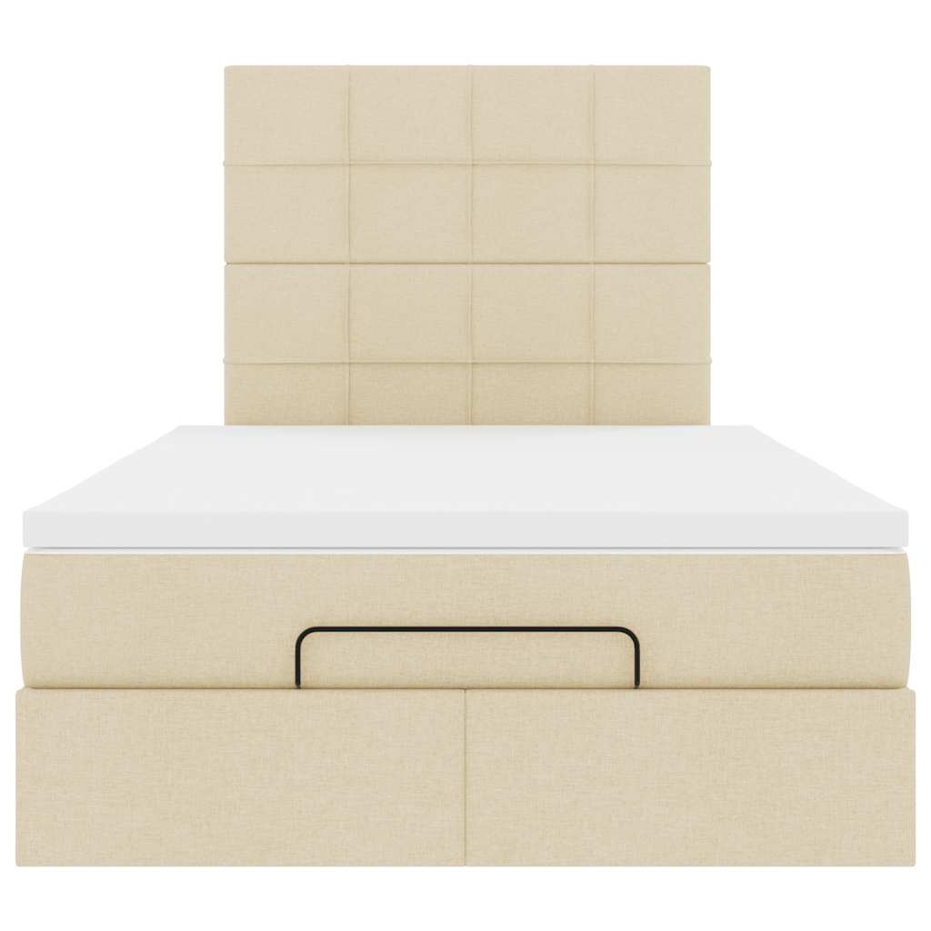 vidaXL Οθωμανικό κρεβάτι με στρώμα & LEDs Cream 120x200cm ύφασμα