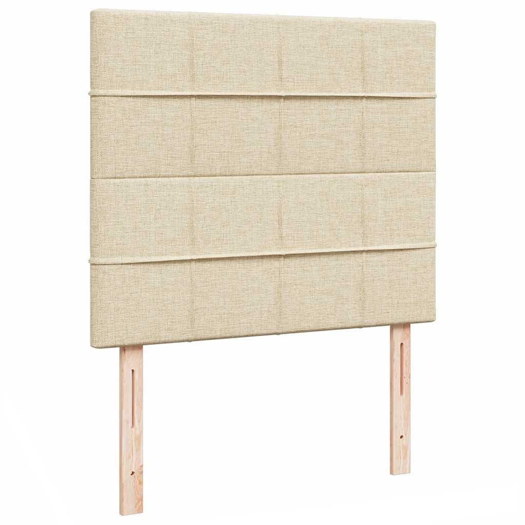 vidaXL Οθωμανικό κρεβάτι με στρώμα & LEDs Cream 120x200cm ύφασμα