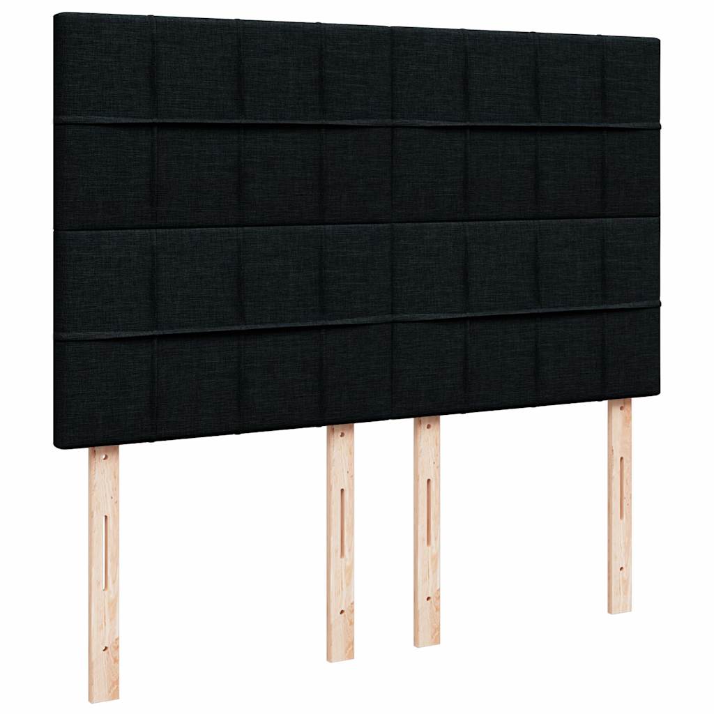 vidaXL Οθωμανικό κρεβάτι με στρώμα & LEDs Μαύρο 140x200 cm Ύφασμα
