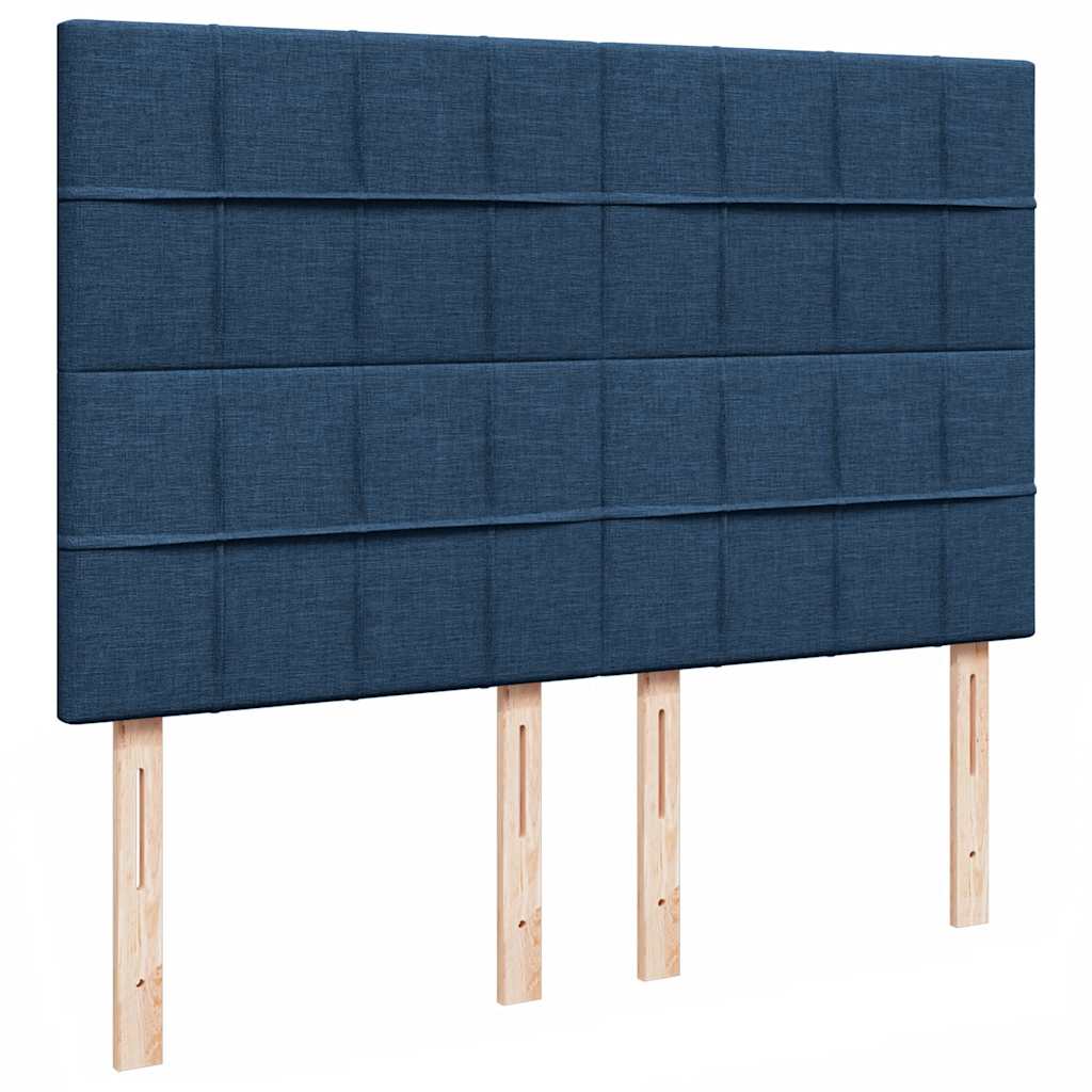 vidaXL Οθωμανικό κρεβάτι με στρώμα & LEDs Μπλε 140x200cm ύφασμα