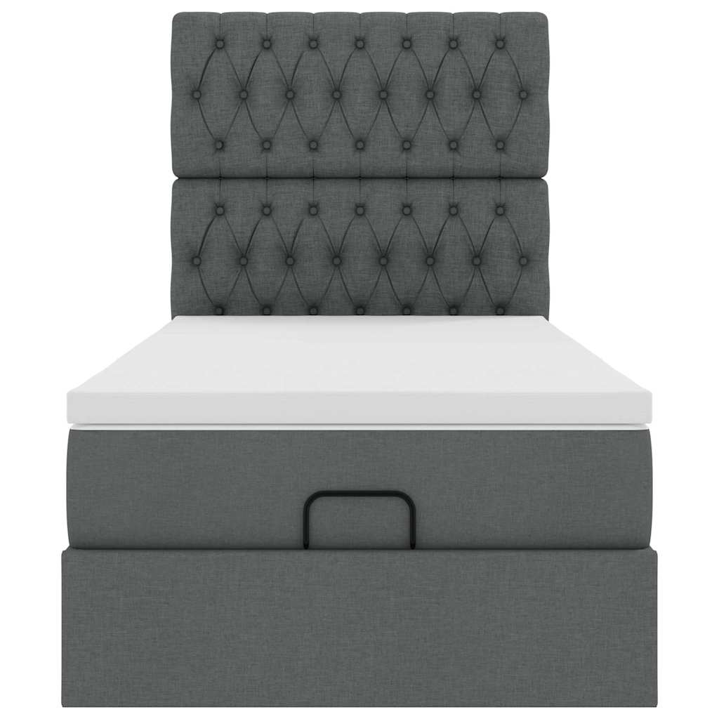 vidaXL Οθωμανικό κρεβάτι με στρώμα & LEDs Σκούρο γκρι 80x200cm ύφασμα