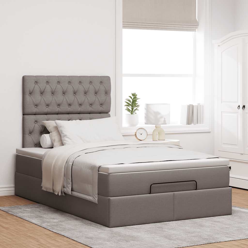 vidaXL Οθωμανικό κρεβάτι με στρώμα & LEDs Taupe 120x190cm ύφασμα