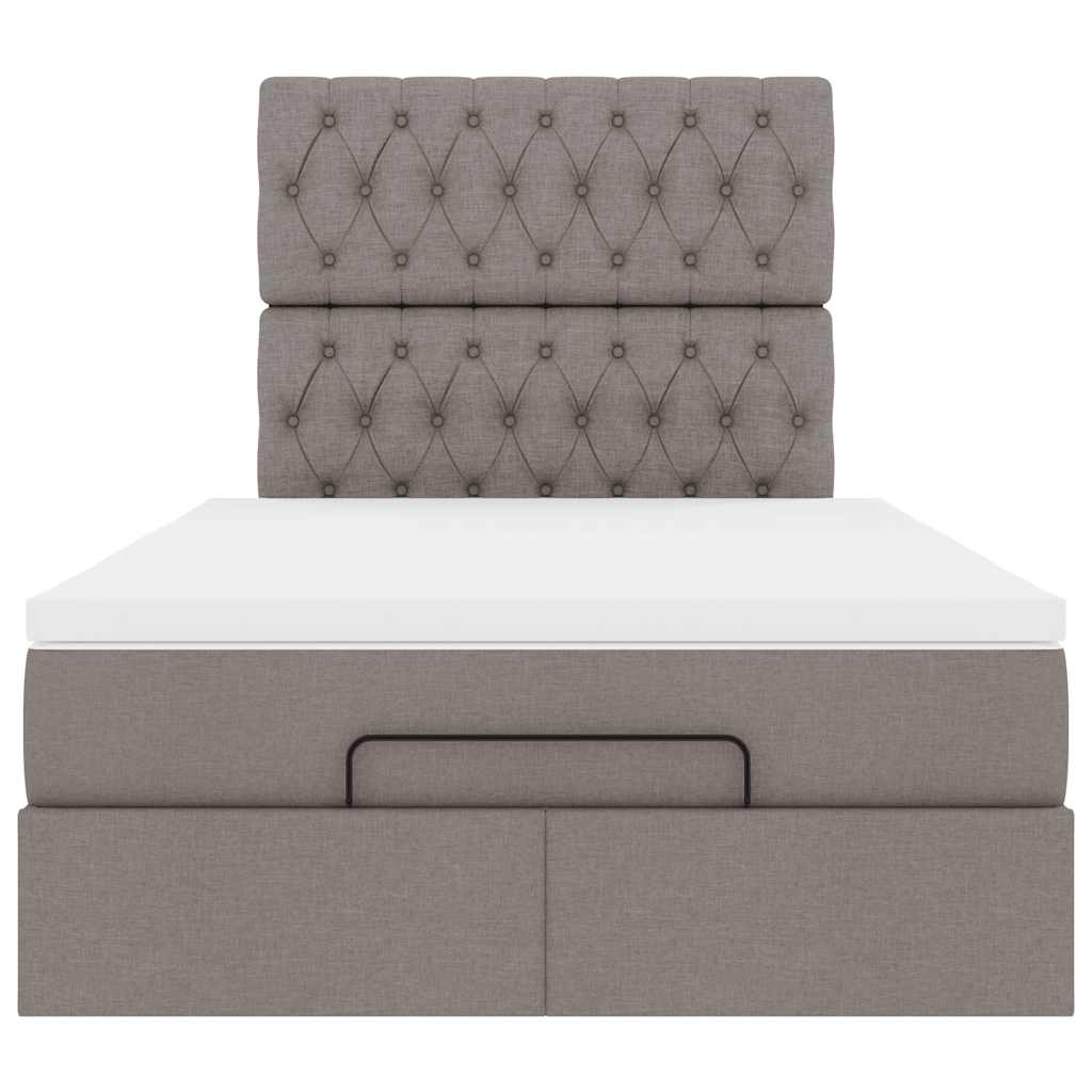 vidaXL Οθωμανικό κρεβάτι με στρώμα & LEDs Taupe 120x190cm ύφασμα