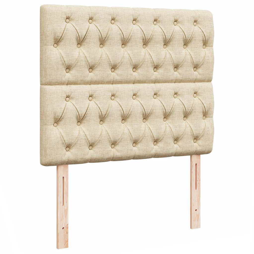 vidaXL Οθωμανικό κρεβάτι με στρώμα & LEDs Cream 120x190cm ύφασμα