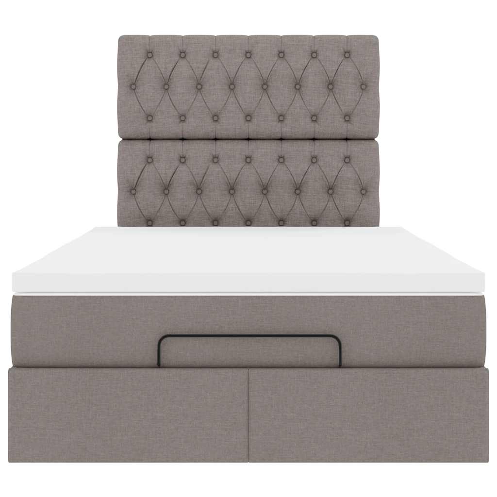 vidaXL Οθωμανικό κρεβάτι με στρώμα & LEDs Taupe 120x200cm ύφασμα