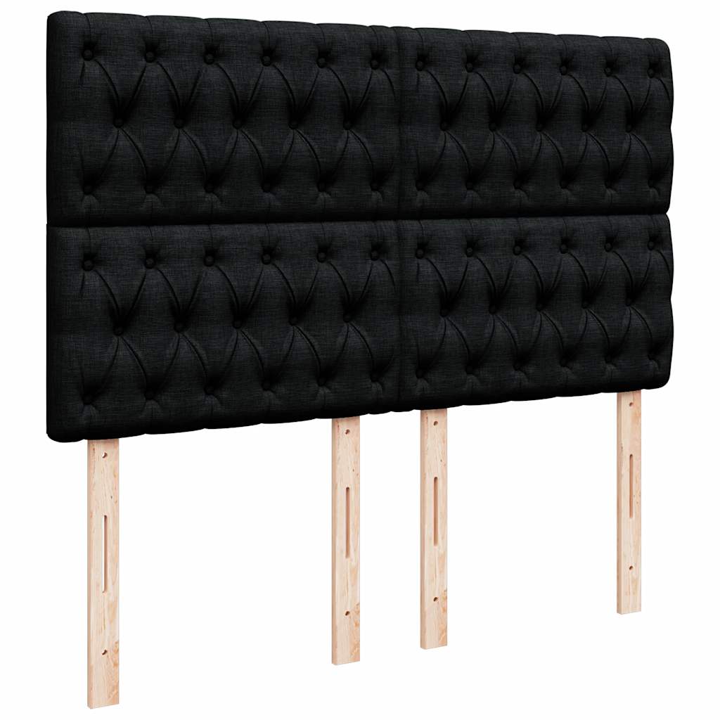 vidaXL Οθωμανικό κρεβάτι με στρώμα & LEDs Μαύρο 140x190 cm Ύφασμα
