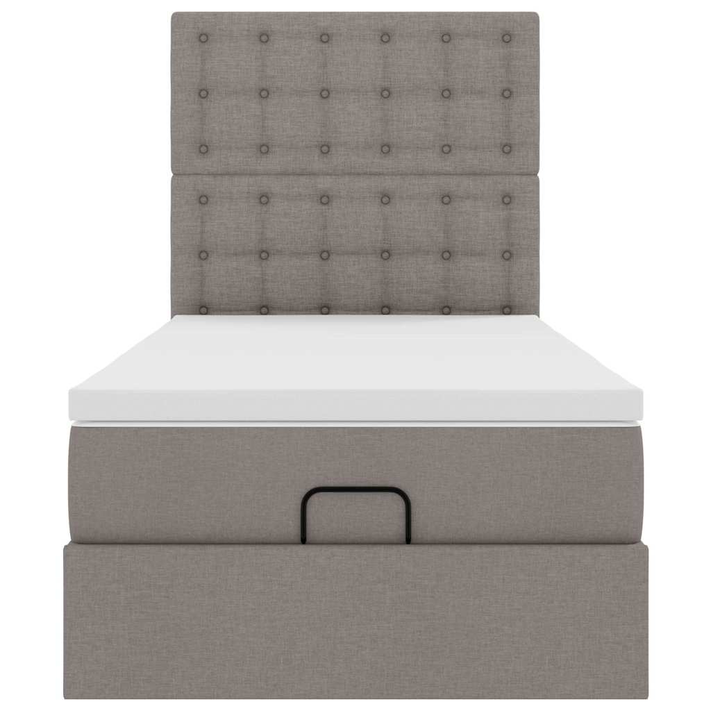 vidaXL Οθωμανικό κρεβάτι με στρώμα & LEDs Taupe 100x200 cm Ύφασμα