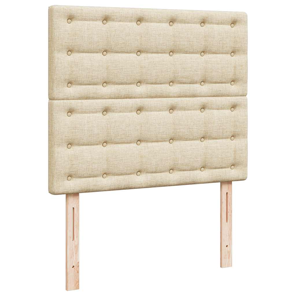 vidaXL Οθωμανικό κρεβάτι με στρώμα & LEDs Cream 120x190cm ύφασμα
