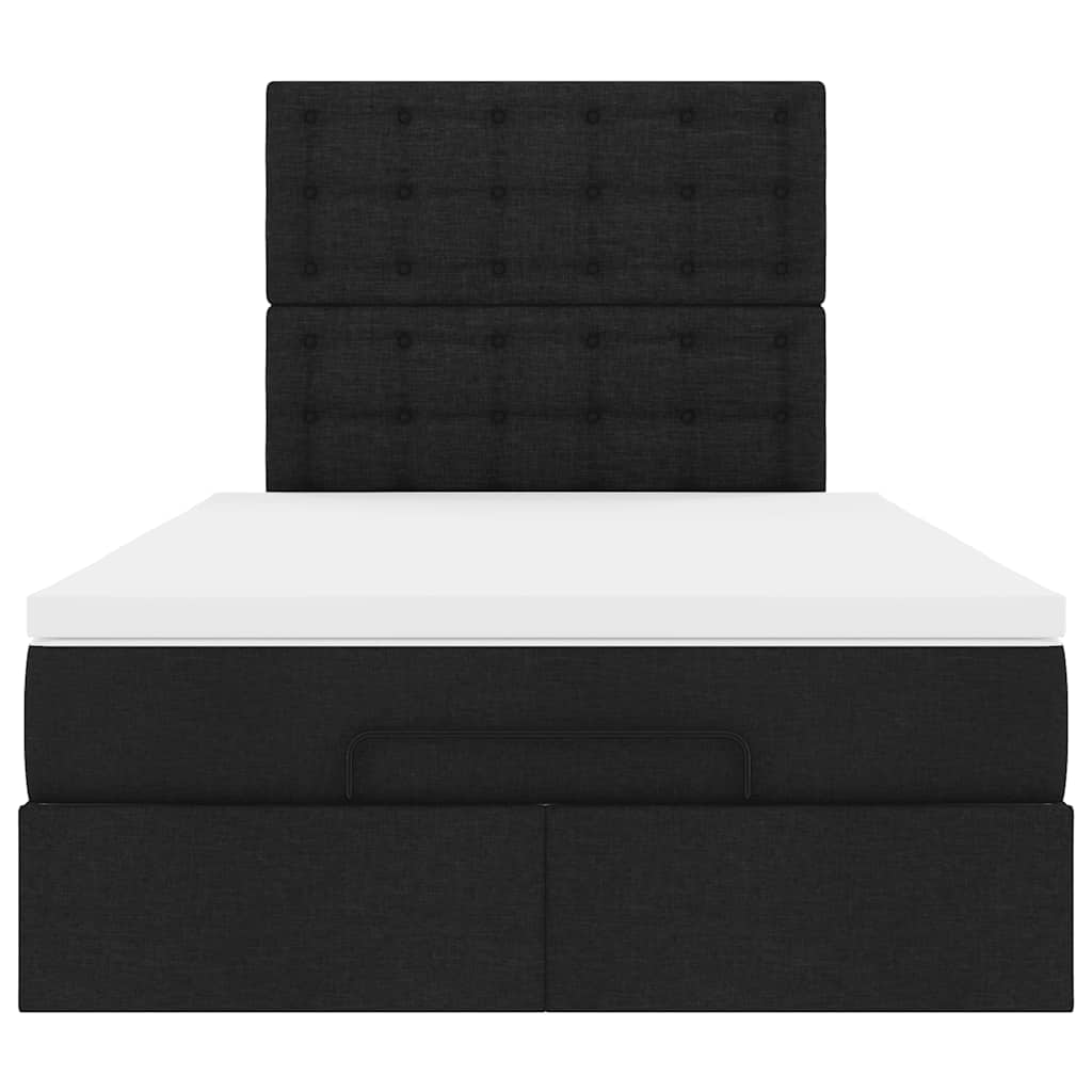 vidaXL Οθωμανικό κρεβάτι με στρώμα & LEDs Μαύρο 120x200 cm Ύφασμα