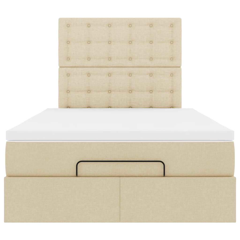 vidaXL Οθωμανικό κρεβάτι με στρώμα & LEDs Cream 120x200cm ύφασμα