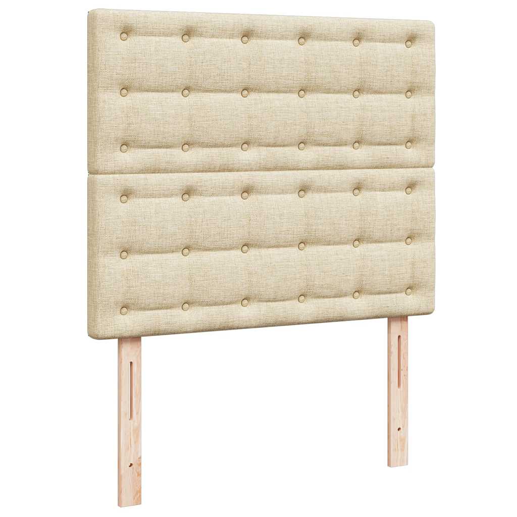 vidaXL Οθωμανικό κρεβάτι με στρώμα & LEDs Cream 120x200cm ύφασμα
