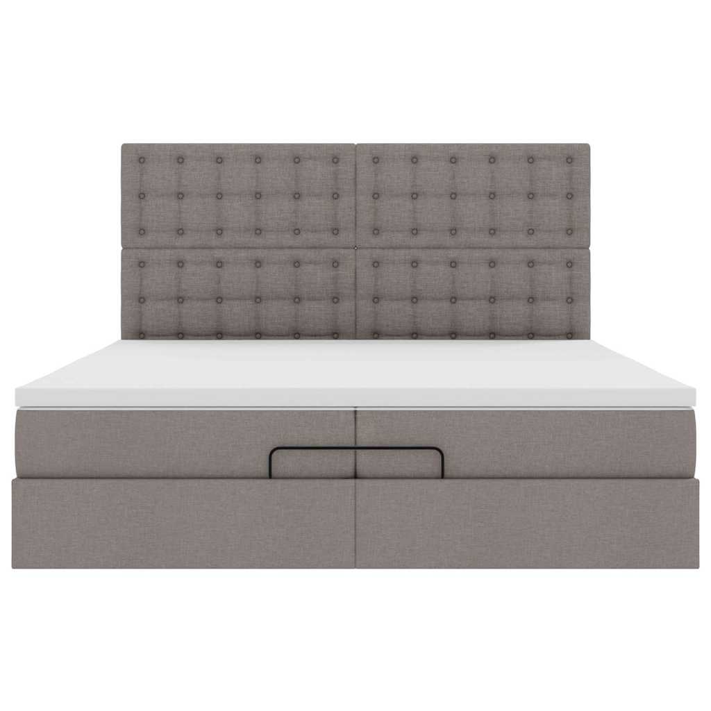 vidaXL Οθωμανικό κρεβάτι με στρώματα & LEDs Taupe 200x200cm ύφασμα