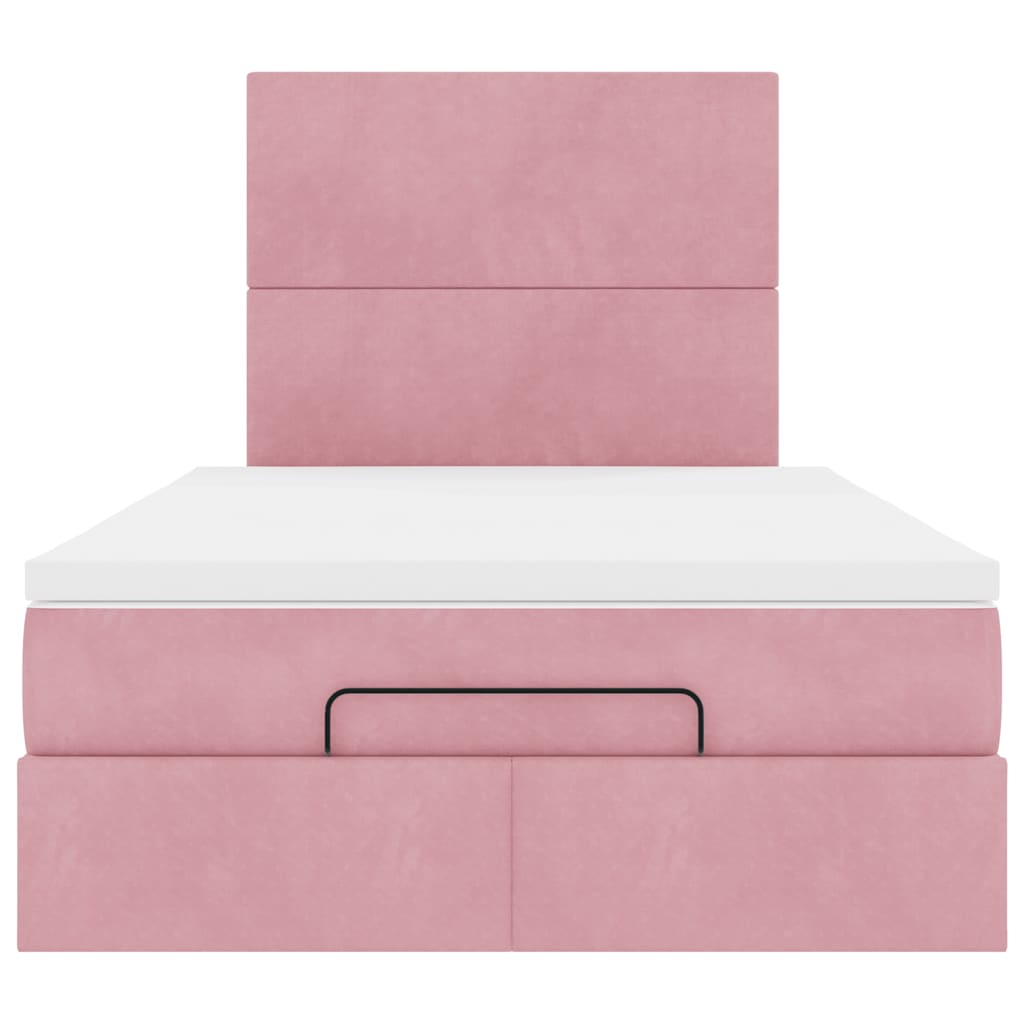 vidaXL Οθωμανικό κρεβάτι με στρώματα & LEDs Ροζ 120x200cm Velvet