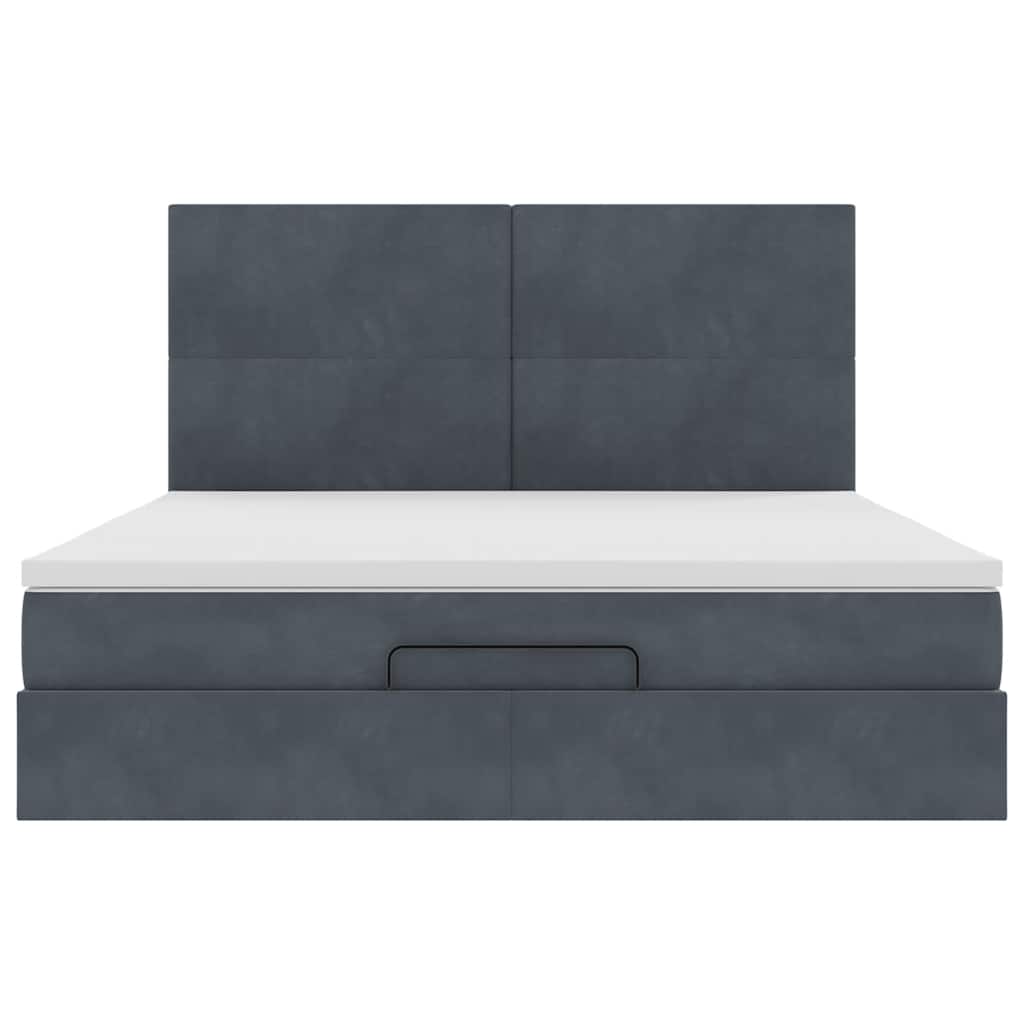 vidaXL Οθωμανικό κρεβάτι με στρώματα & LEDs Σκούρο γκρι Velvet