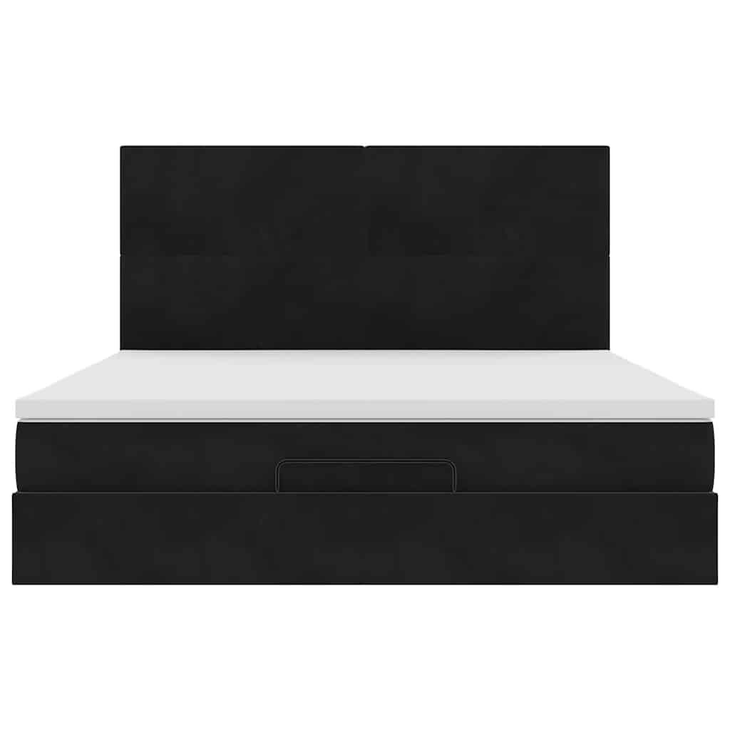 vidaXL Οθωμανικό κρεβάτι με στρώματα & LEDs Μαύρο 180x200cm Velvet