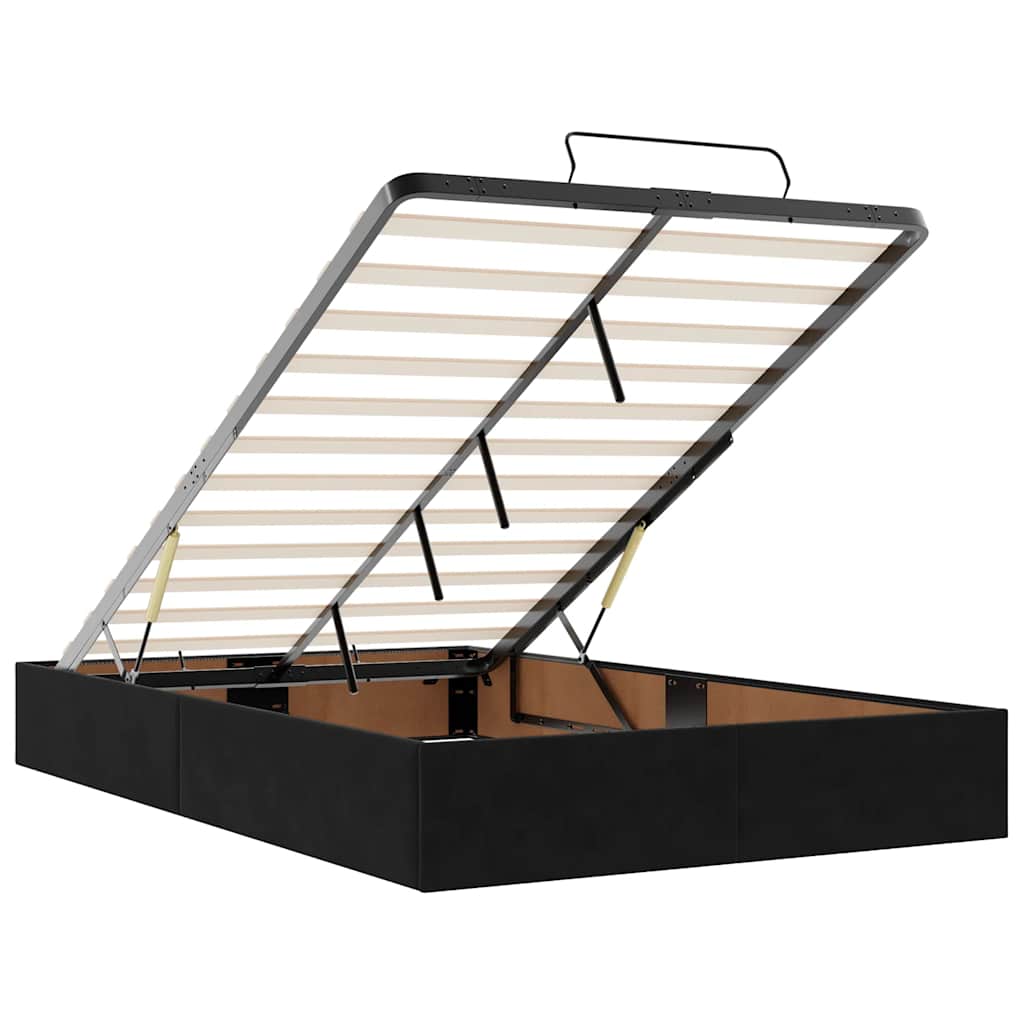 vidaXL Οθωμανικό κρεβάτι με στρώματα & LEDs Μαύρο 120x200cm Velvet